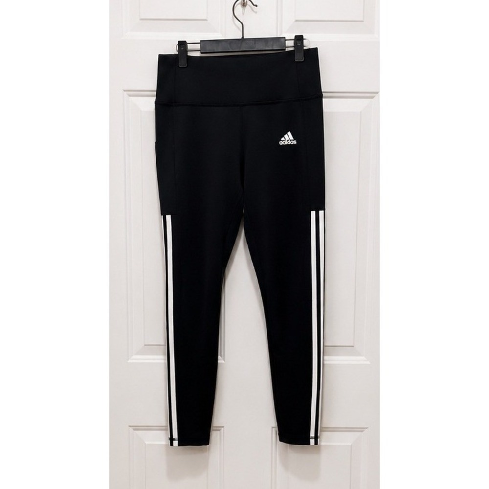 Adidas Aeroready 3-Stripe High Waisted Pocket Leggings Black White ED6990